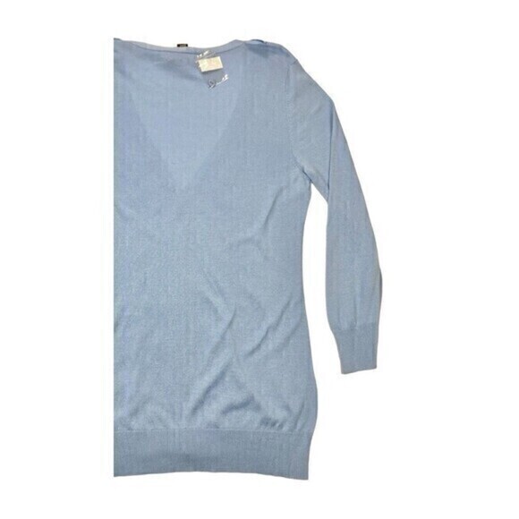 Cable & Gauge Cardigan Womens L Blue Ruffle Front Lightweight V Neck Sweater NWT - Picture 5 of 10